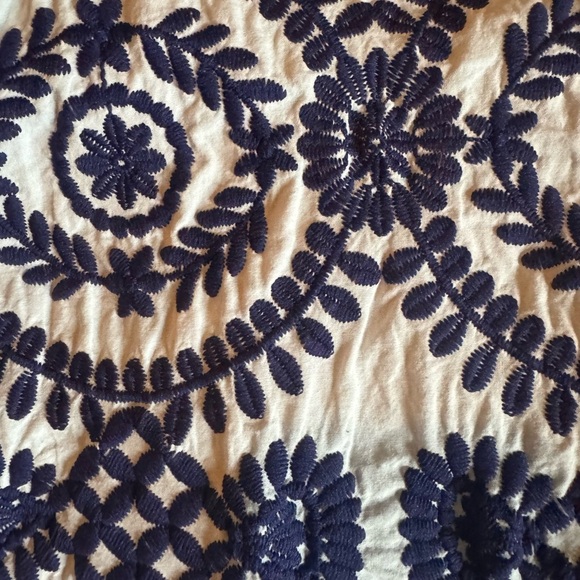 Navy and White Embroidered Women's Top - Picture 5 of 8
